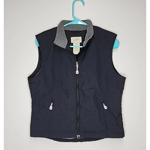 L.L. Bean Winter Vest Fleece Lined Nylon Ski Black Womens Size Medium EUC - Picture 4 of 8